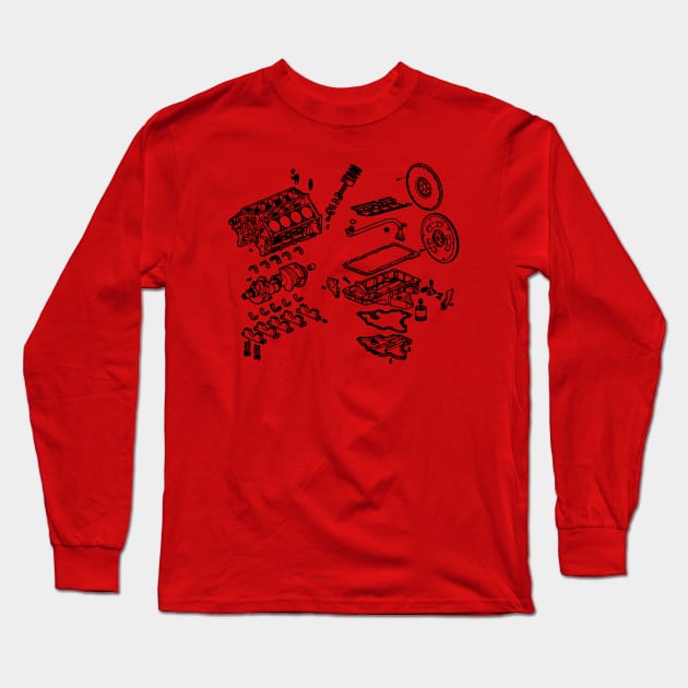 V8 LS Engine Long Sleeve T-Shirt by Widmore